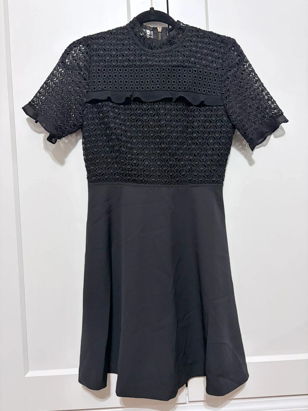 XOXO Black Lace Fit & Flare Ruffle Dress Size S